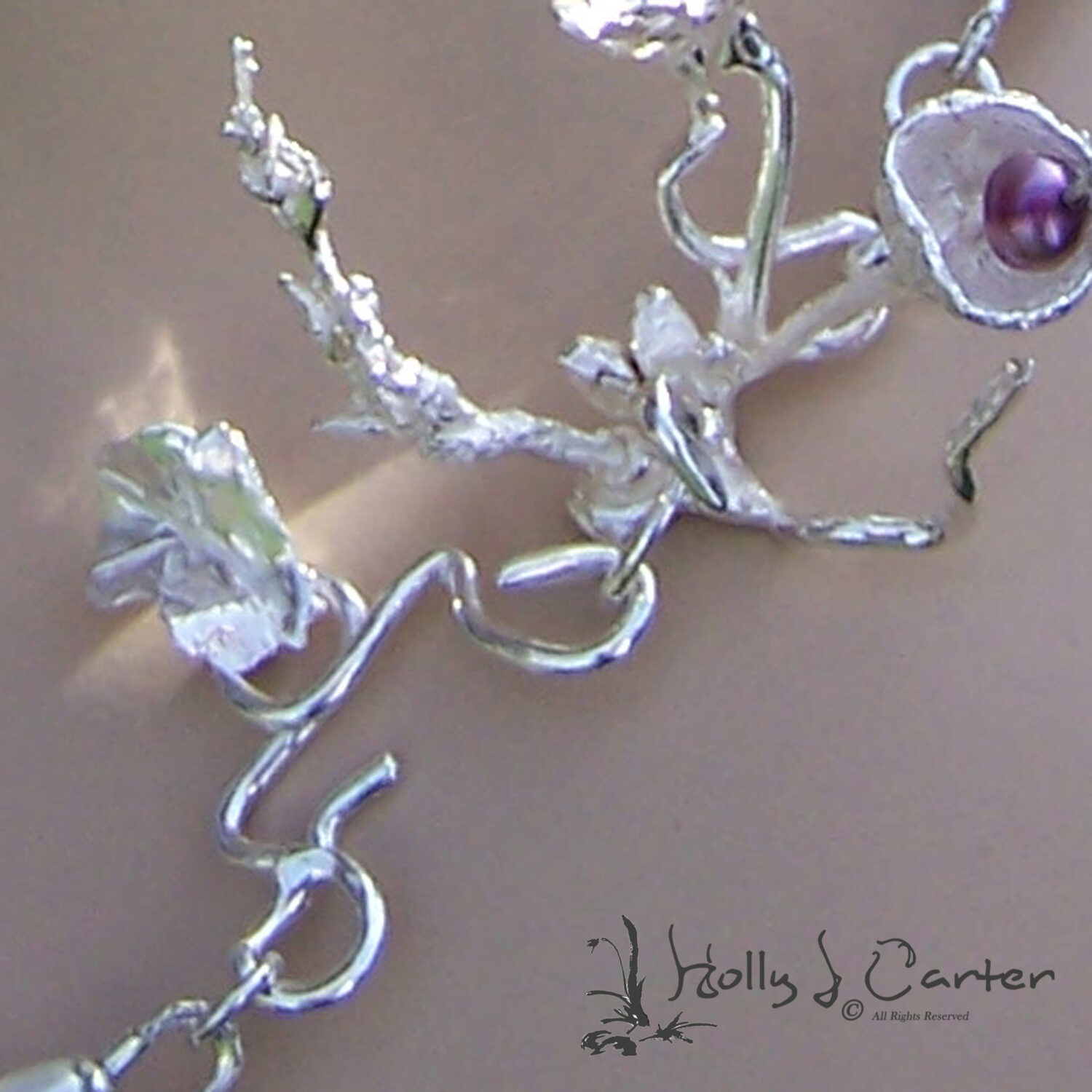 Ethereal Bouquet Pearl & Sterling Silver Necklace/Earrings Set - Image 3