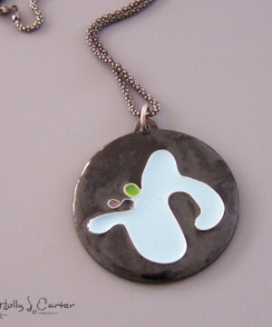 carter-holly j-ameba pendant-glass enamel-copper-sterling chain