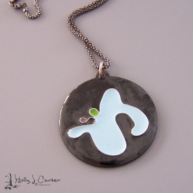 carter-holly j-ameba pendant-glass enamel-copper-sterling chain