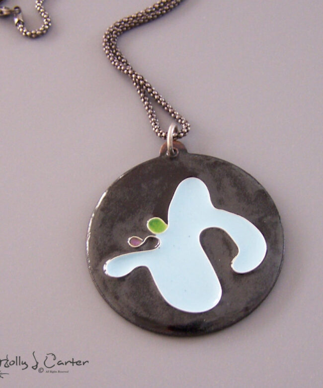 carter-holly j-ameba pendant-glass enamel-copper-sterling chain