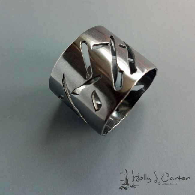 Calligraphy Sterling Silver Ring by Holly J Carter