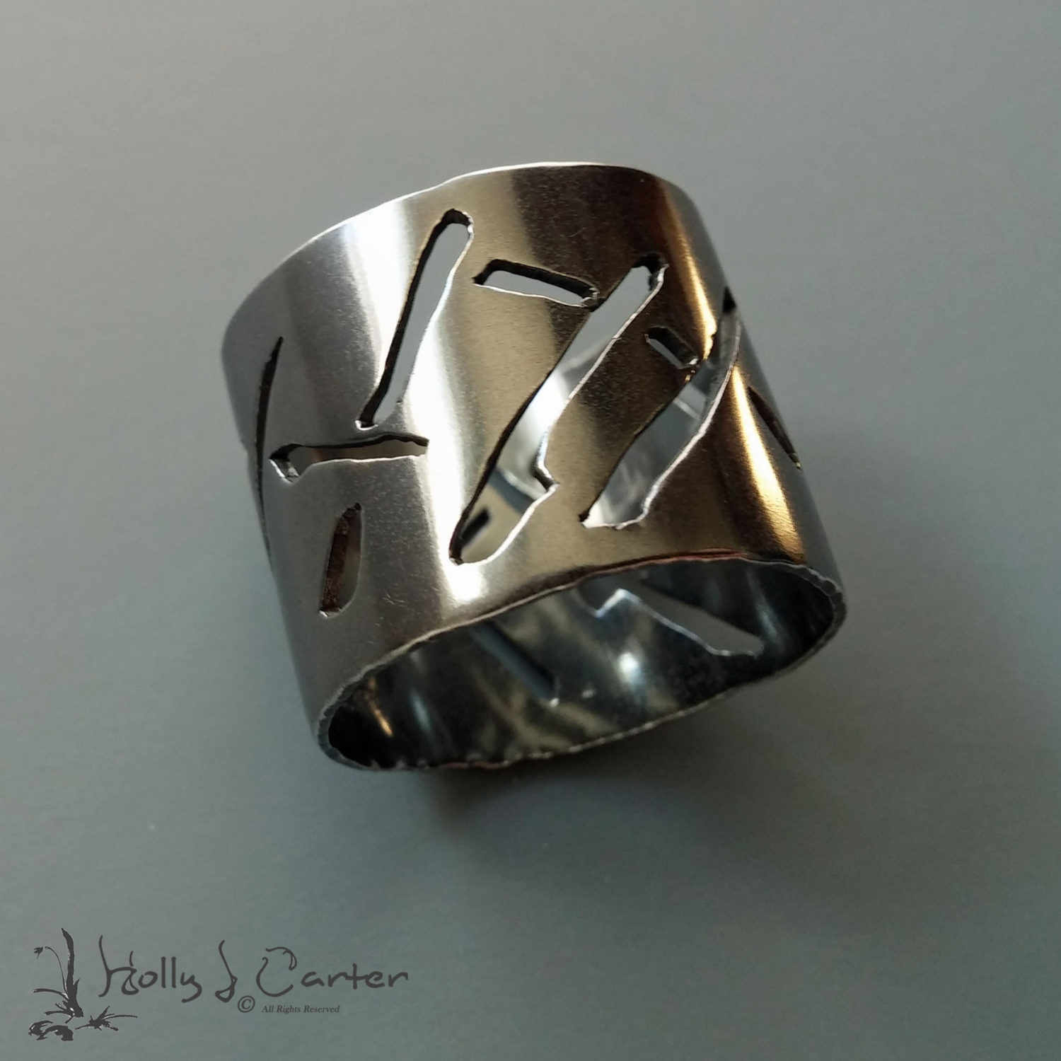 Calligraphy Sterling Silver Ring by Holly J Carter