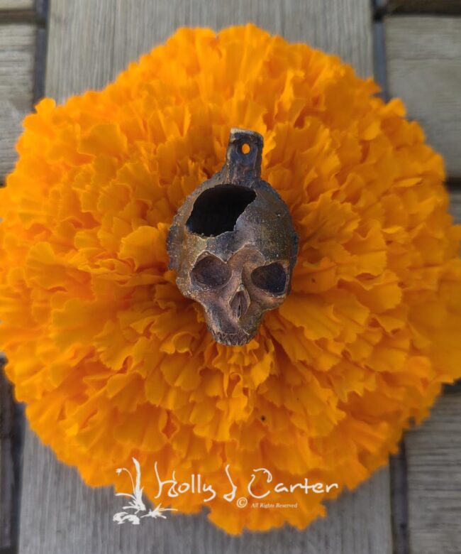 Degraded Skull Pendant, Key Chain Fob, Watch Fob, Charm