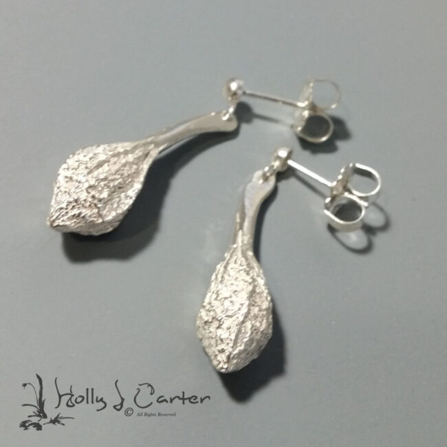 Gum Tree Flower Pod Earrings handcrafted by metals artist Holly J Carter