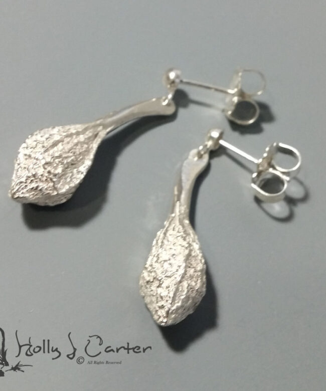 Gum Tree Flower Pod Earrings handcrafted by metals artist Holly J Carter