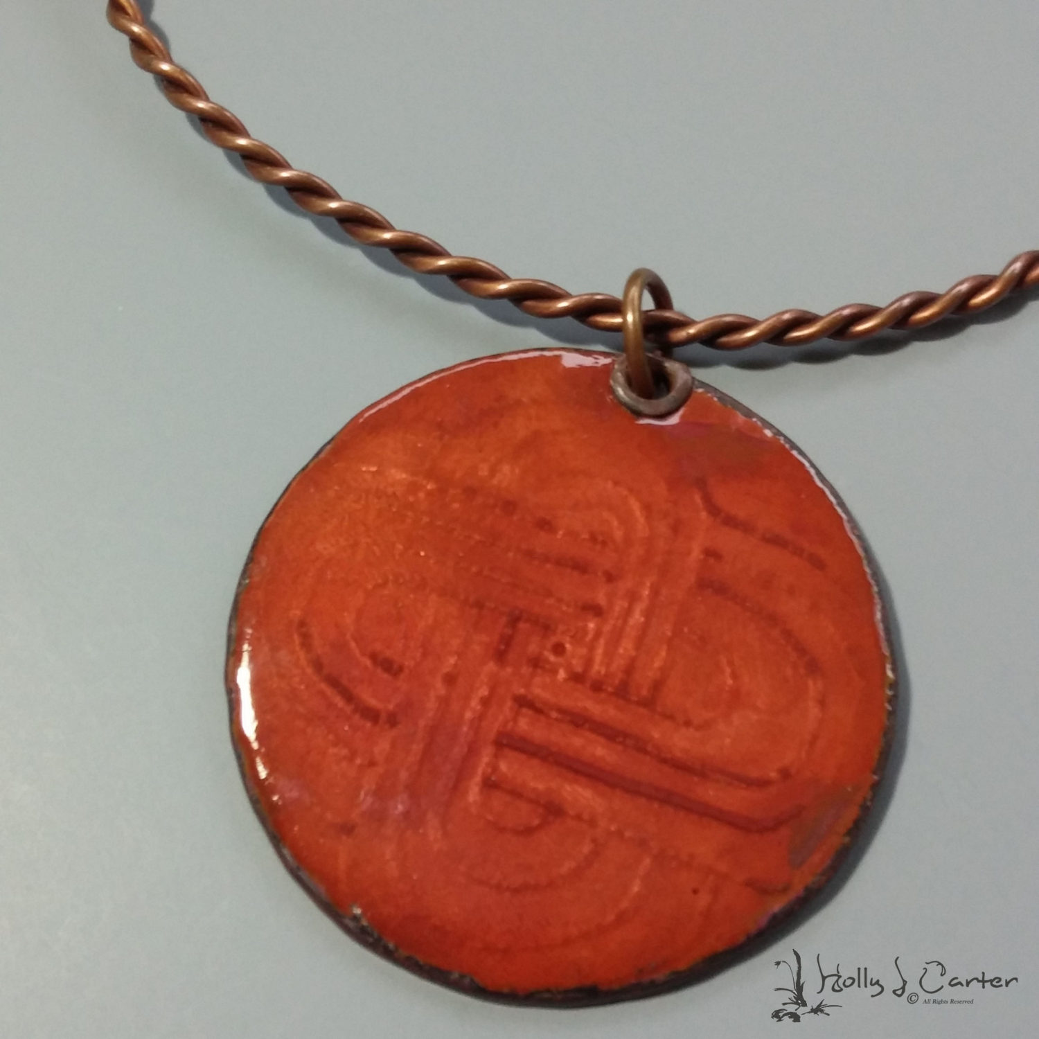 Maize Enameled Copper Pendant/Necklace by Holly J Carter
