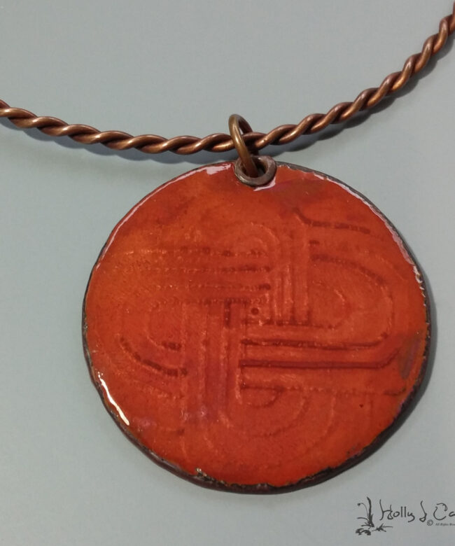 Maize Enameled Copper Pendant/Necklace by Holly J Carter