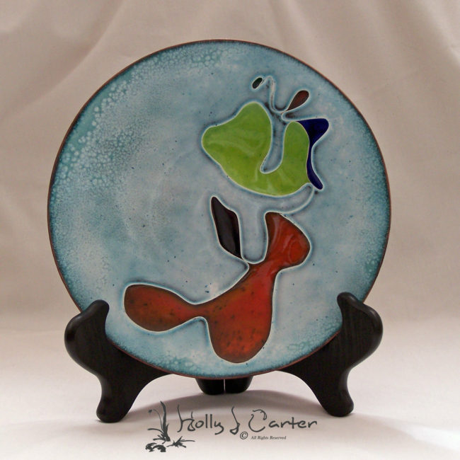 Pools of Color Cloisonné Enameled Copper Art Plate by Holly J Ca