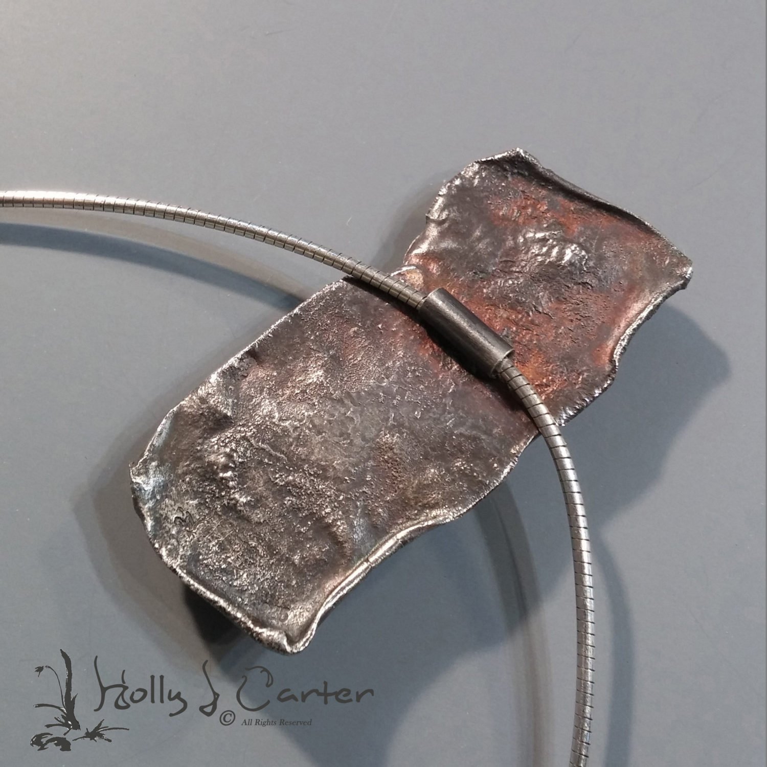 Rocky Paths Reticulated Sterling Silver Pendant by Holly J. Carter
