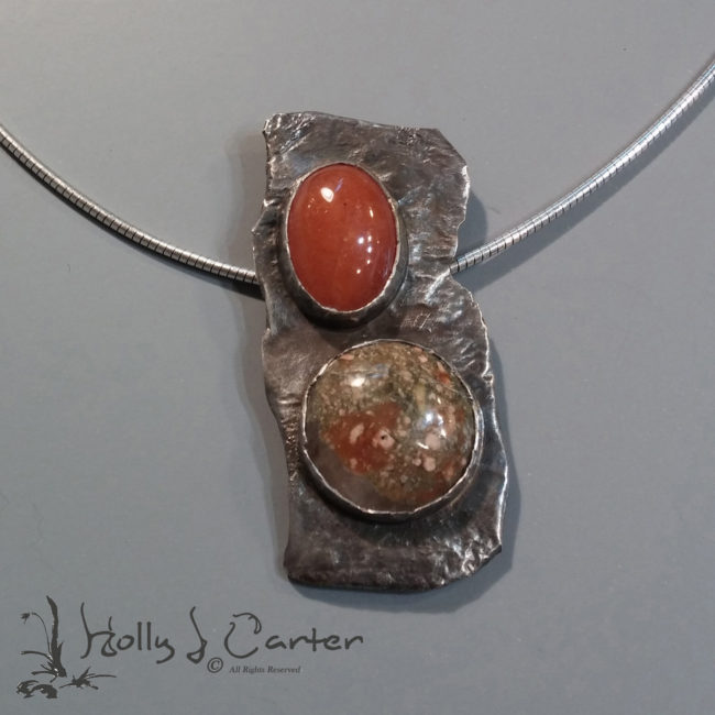 Rocky Paths Reticulated Sterling Silver Pendant by Holly J. Carter
