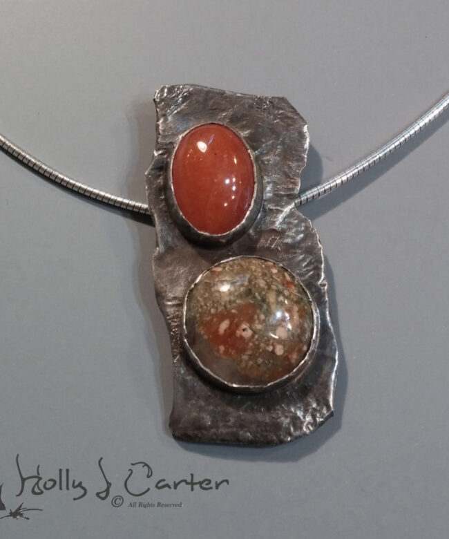 Rocky Paths Reticulated Sterling Silver Pendant by Holly J. Carter