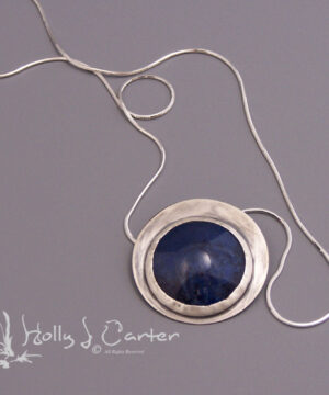 Nighttime Blue Enameled Pendant and Chain handcrafted by Holly J