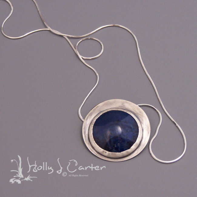Nighttime Blue Enameled Pendant and Chain handcrafted by Holly J