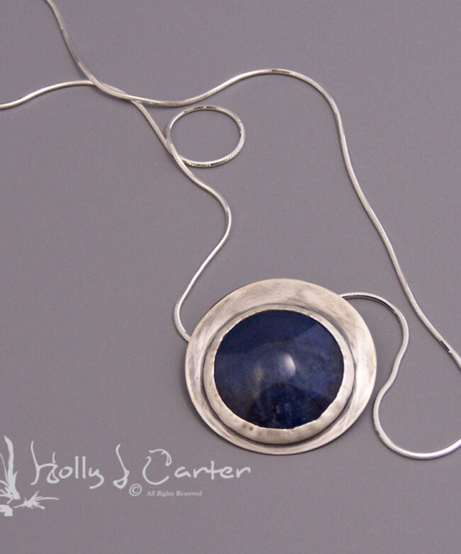 Nighttime Blue Enameled Pendant and Chain handcrafted by Holly J