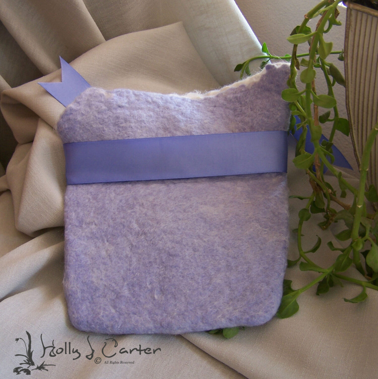 Lilac Fold-Over Clutch handcrafted by Holly J Carter