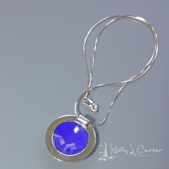 Cornflower Enameled Pendant