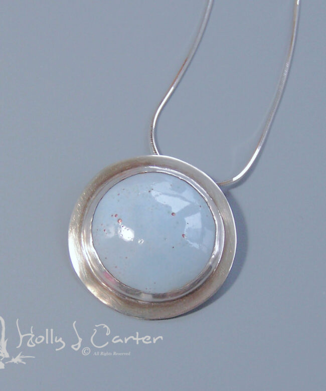 Cornflower Blue Enameled Pendant by Holly J Carter