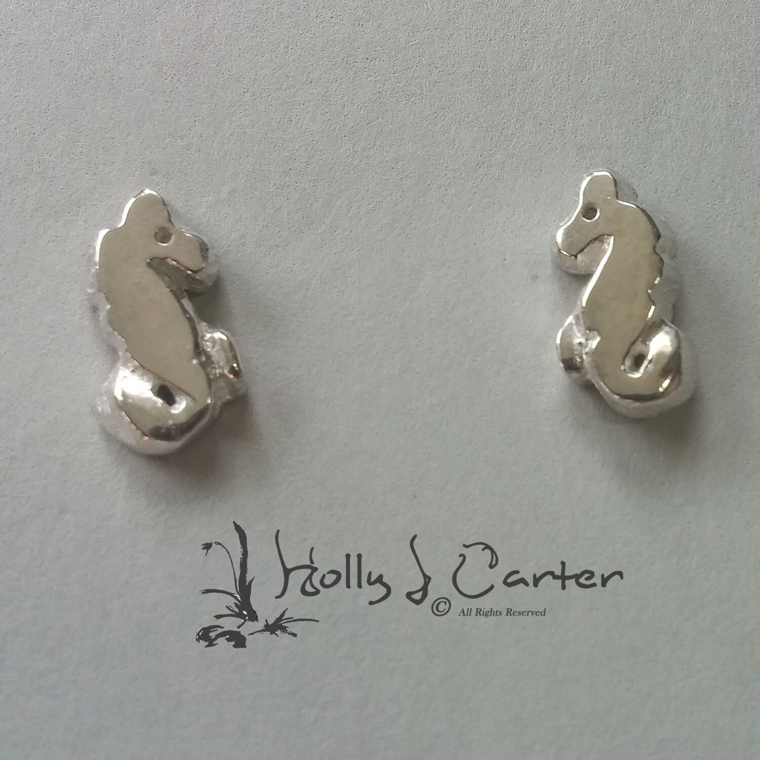 Seahorse Anti-Tarnish Sterling Silver Stud Earrings