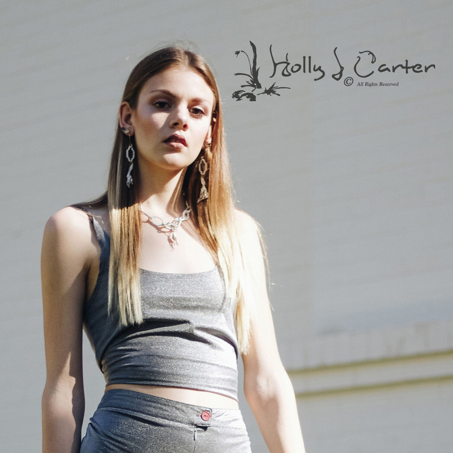 Agave Bud Sterling Silver & Steel Chain Necklace/Earrings Set Handcrafted by Holly J Carter