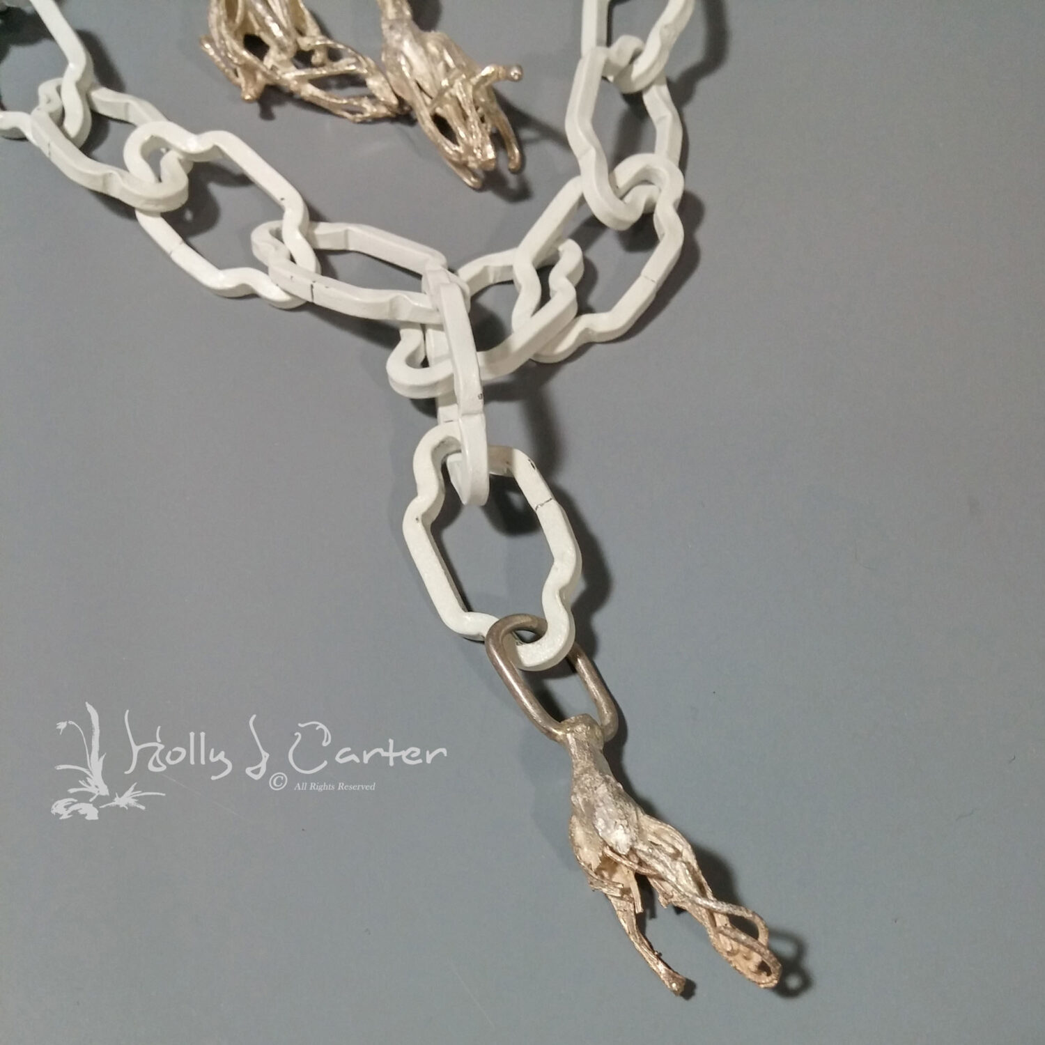Agave Bud Sterling Silver & Steel Chain Necklace/Earrings Set Handcrafted by Holly J Carter